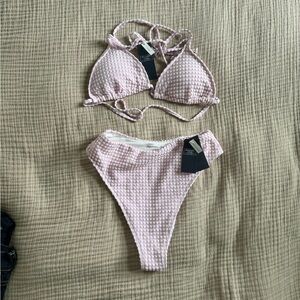 Pink Textured Bikini Set